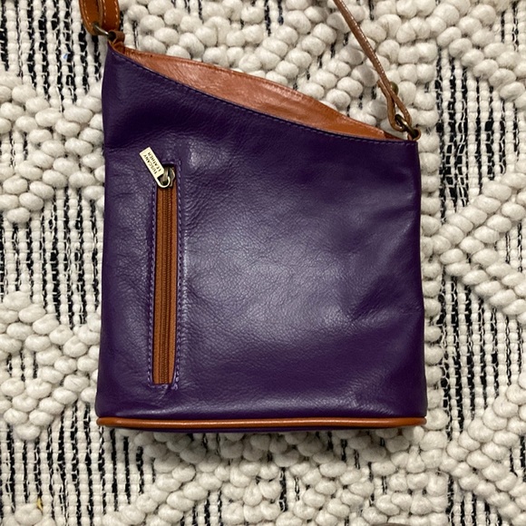 Tuscany Leather Handbags - Tuscany Leather XBody Bag in Violet Purple w Cognac Piping EUC